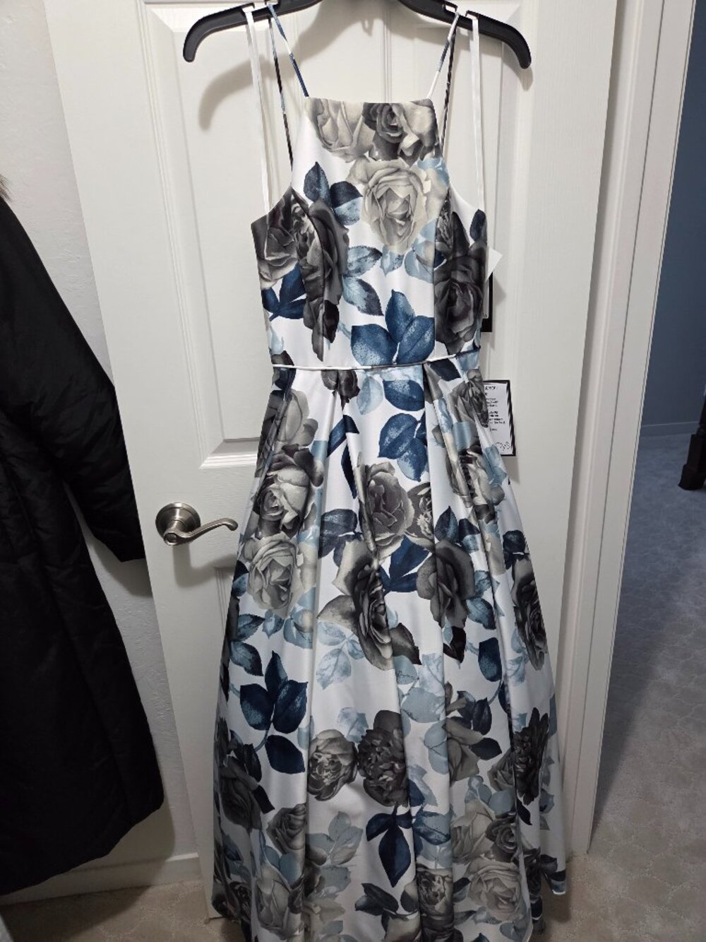 Betsy & Adam Printed Lace-Up High-Low Gown